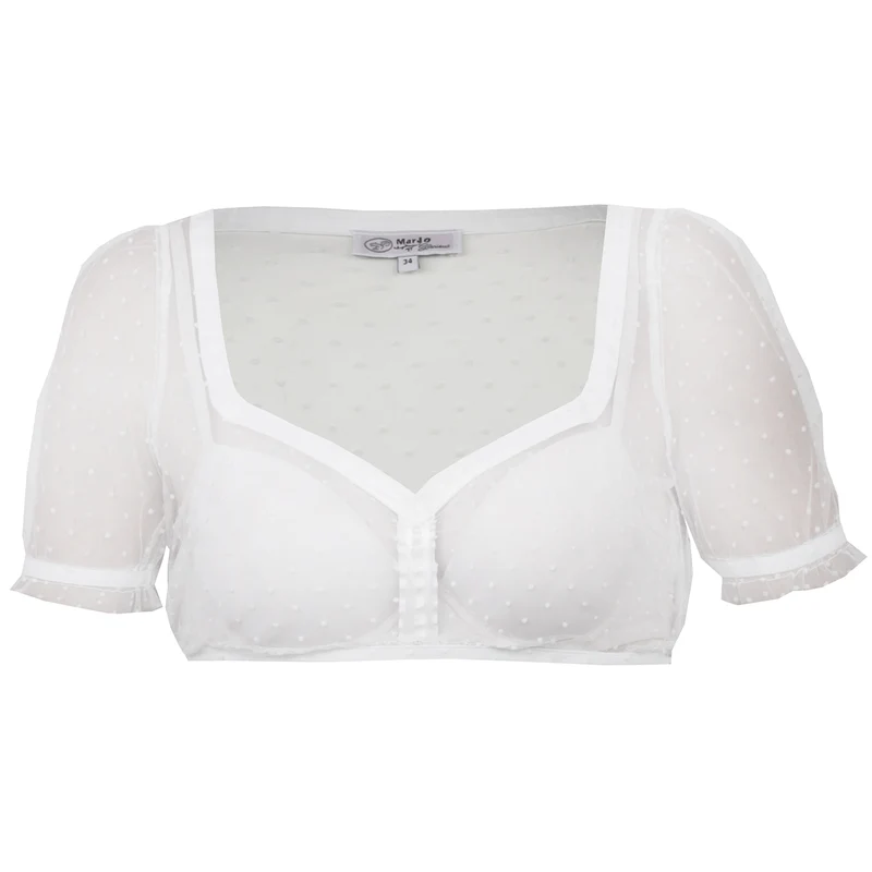 MarJo Dirndlbluse Bruckmühl Off white Kurzarm Herzausschnitt