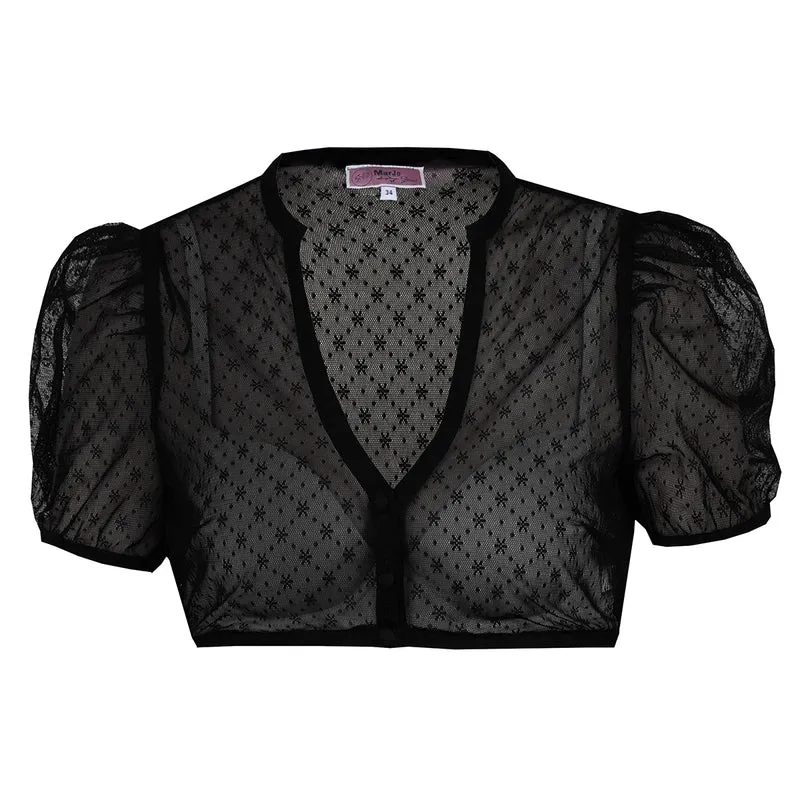 MarJo Dirndlbluse Engelsberg Schwarz Kurzarm Puffarm