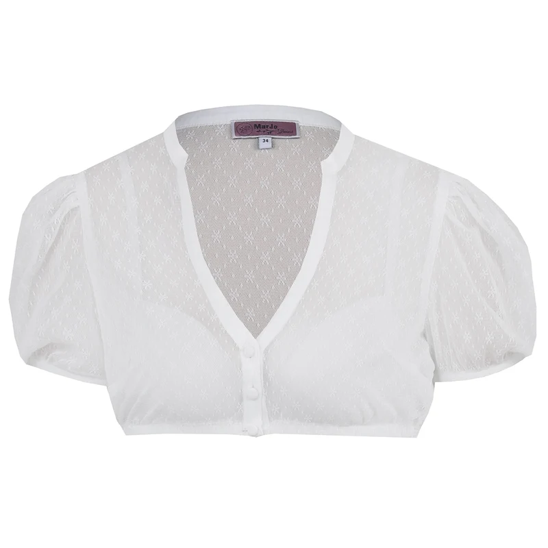 MarJo Dirndlbluse Engelsberg Offwhite Kurzarm Puffarm