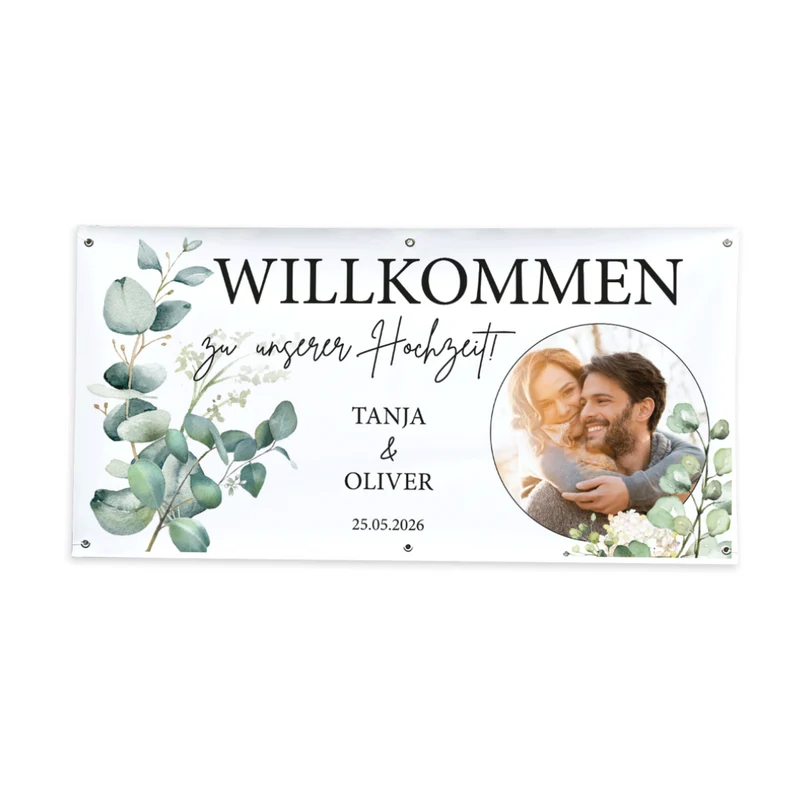 Personalisiertes Willkommensbanner Hochzeit Eukalyptus
