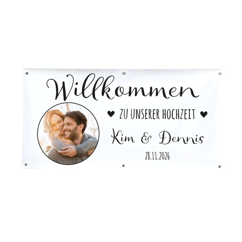 Personalisiertes Willkommensbanner Hochzeit Herz