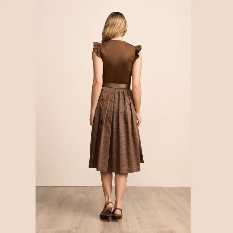 Krüger Dirndl Carlacia 70cm Braun mit Flügelärmel