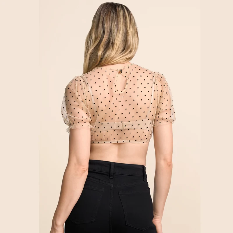 Krüger Dirndlbluse Faora Beige Transparent Puffarm