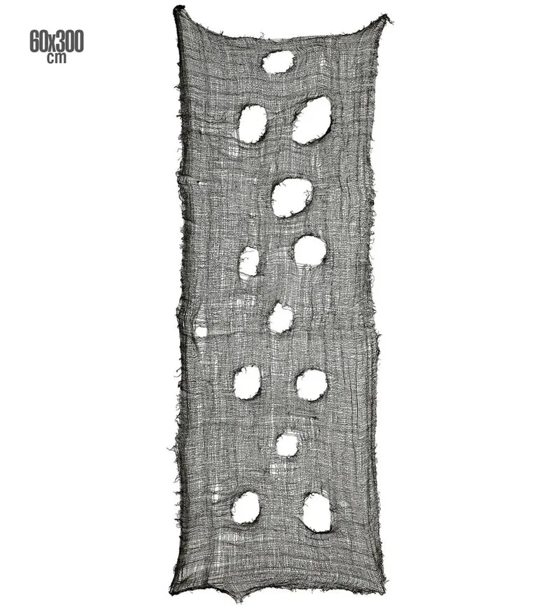 Dekostoff Lumpenstoff 300 x 60 cm - Halloween Dekoration | Schwarz