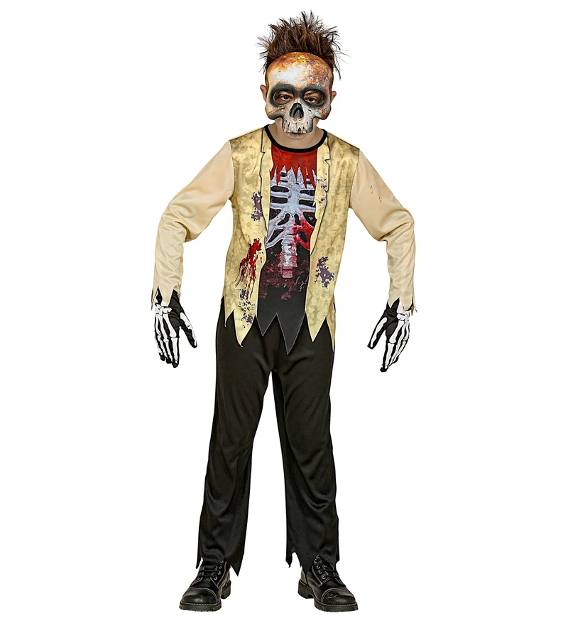 "Zombie Skelett" Halloween Kinderkostüm | Anzug mit Maske
