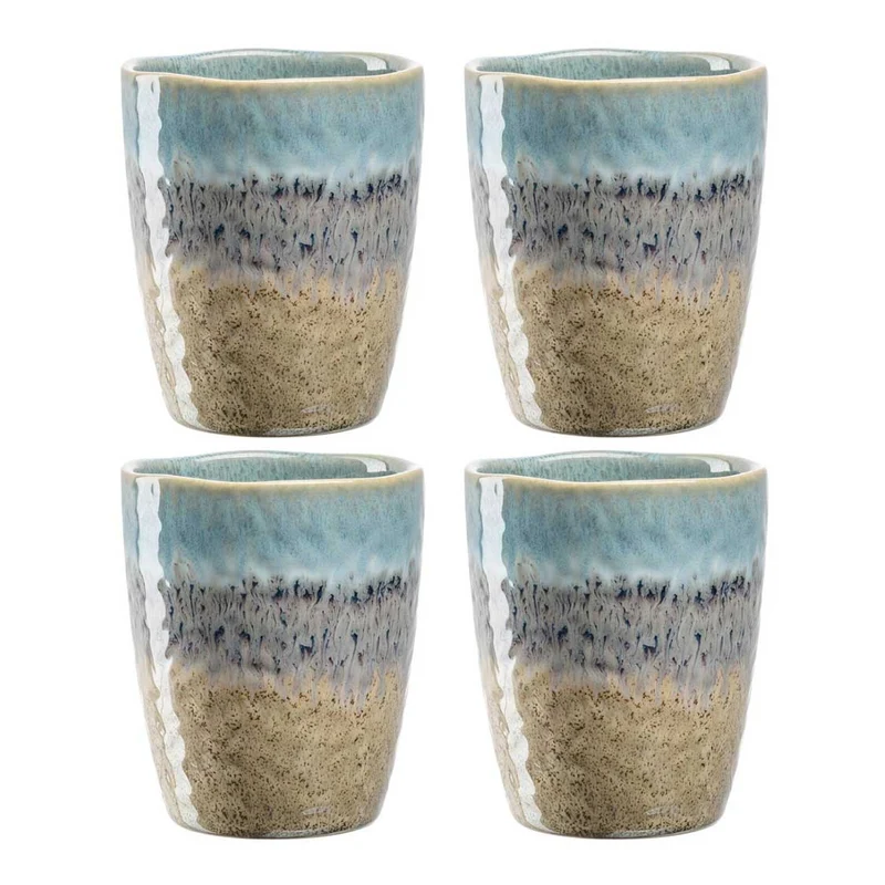 Keramikbecher MATERA 300ml blau/anthrazit/beige 4er-Set