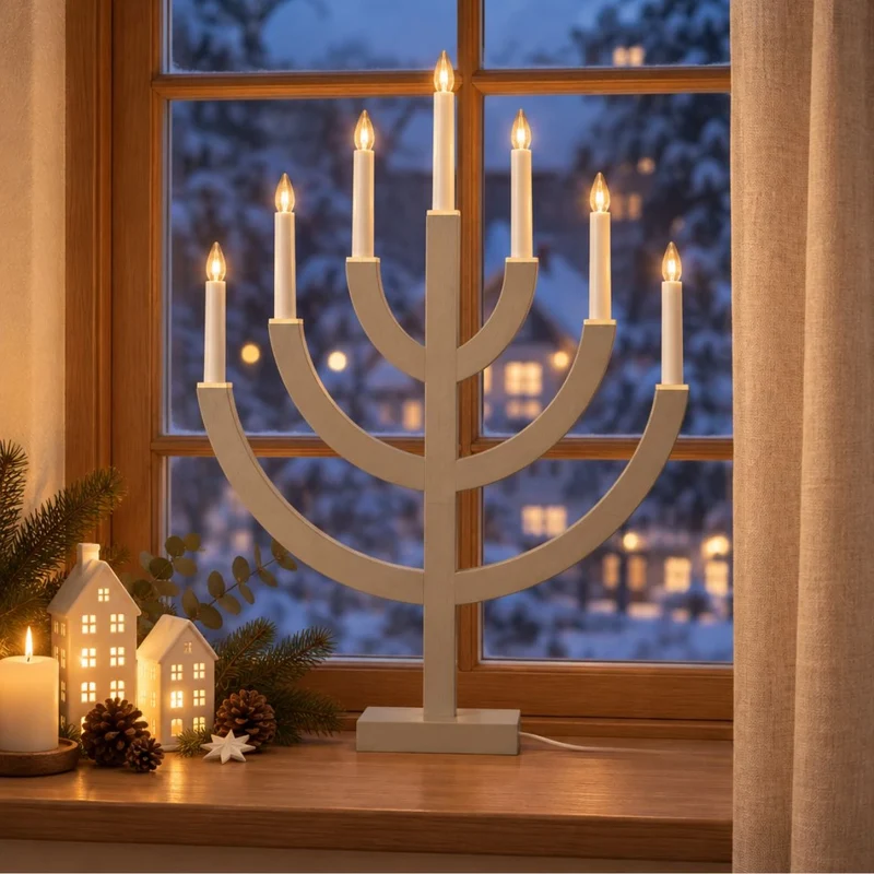 Fensterleuchter Weihnachten ANNO | 7-flammig, 71 cm