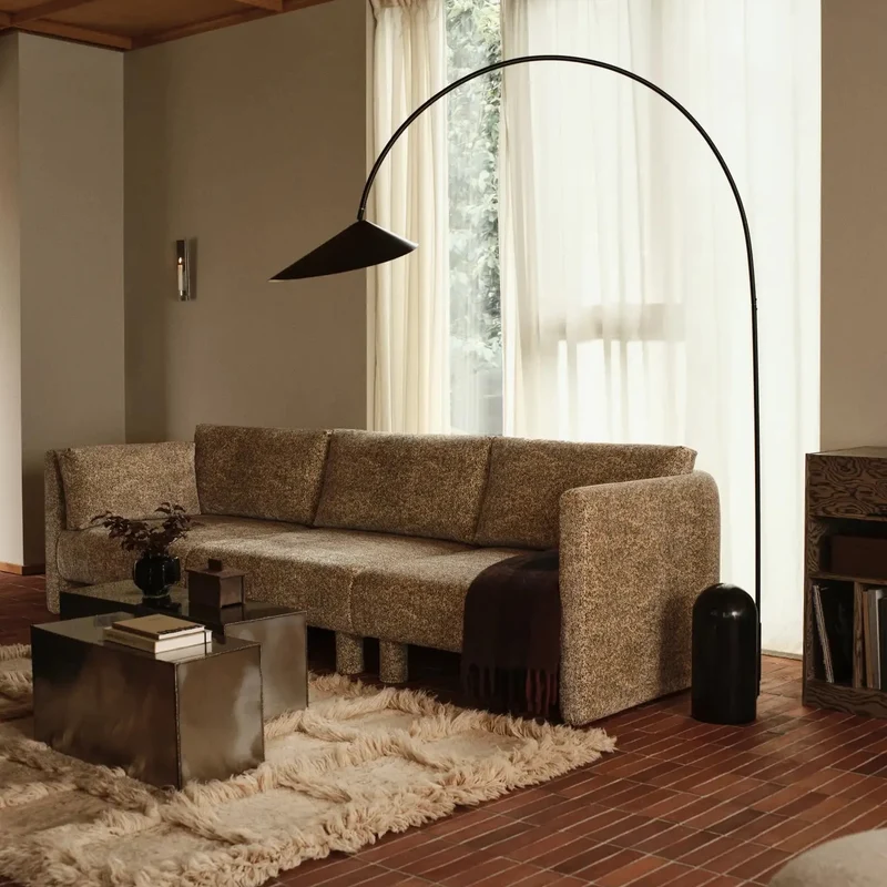 Dase Modulares Sofa Samt Poppy Velvet Butter/Black - ferm LIVING