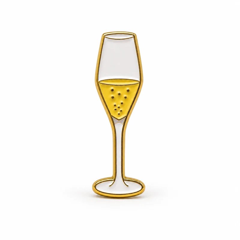 Anstecker Champagner Glas