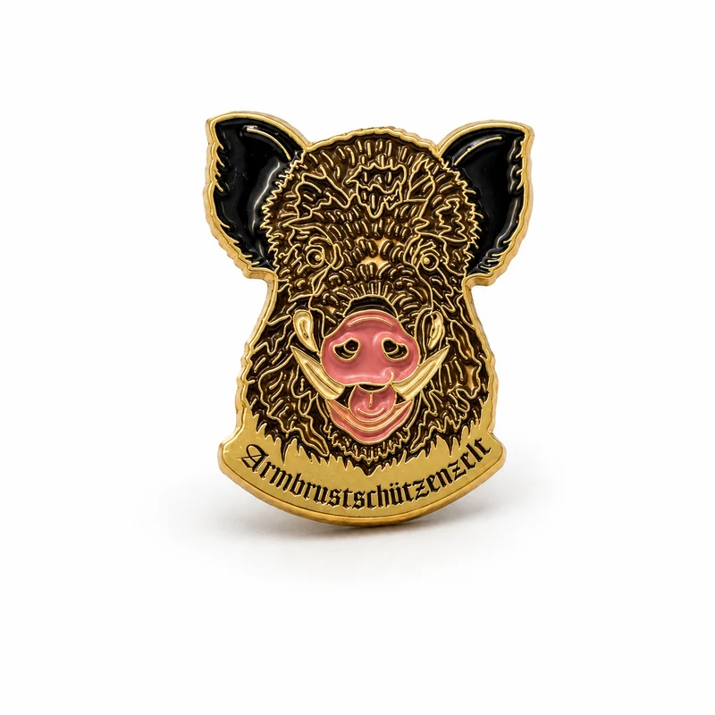 Anstecker Armbrustschützen Wildschweinkopf