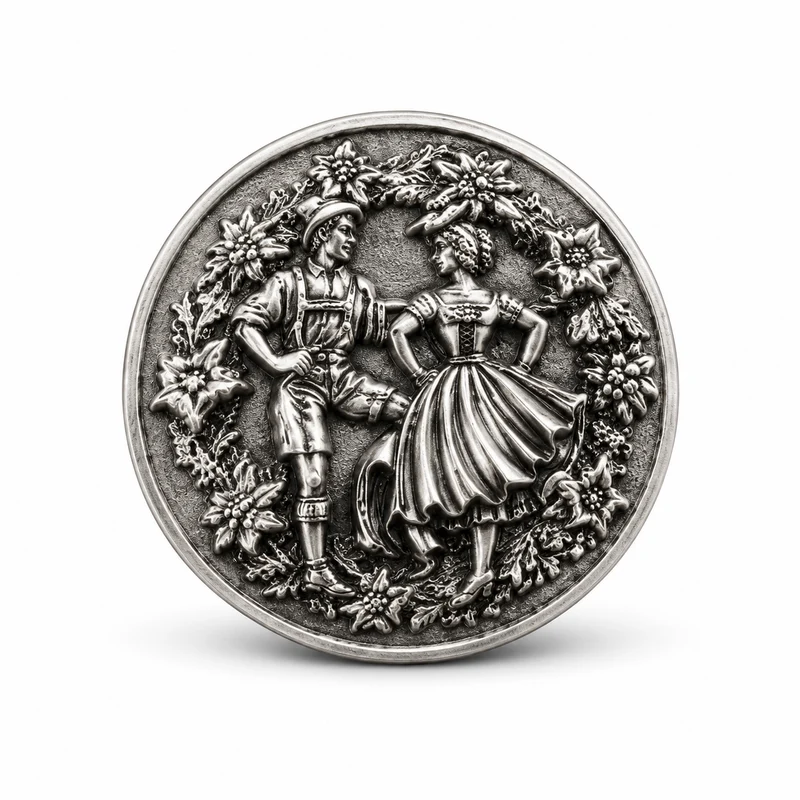 Anstecker Münze Tanz silber