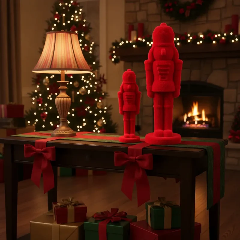 Roter Nussknacker mit Samtoberfläche – Weihnachtsfigur 30 & 50 cm