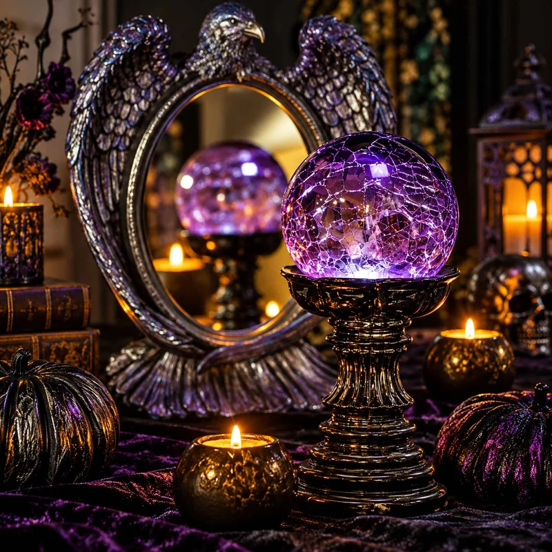 LED Zauberkugel 22 cm | Lila – Halloween Dekoration