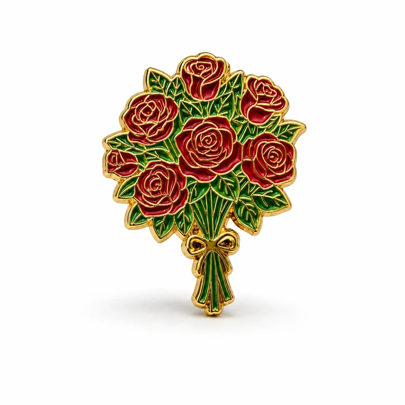 Anstecker Rosenstrauß rot