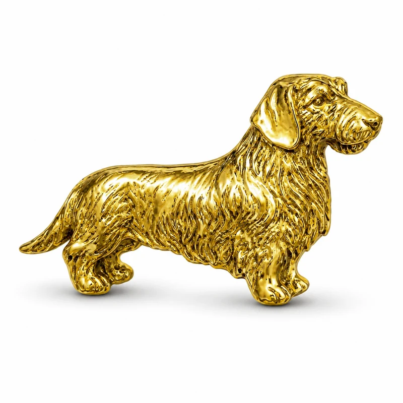 Anstecker Dackel Rauhaar gold