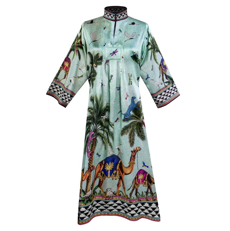 Kaftan FLYING TIGER ACQUA, 100% Seide