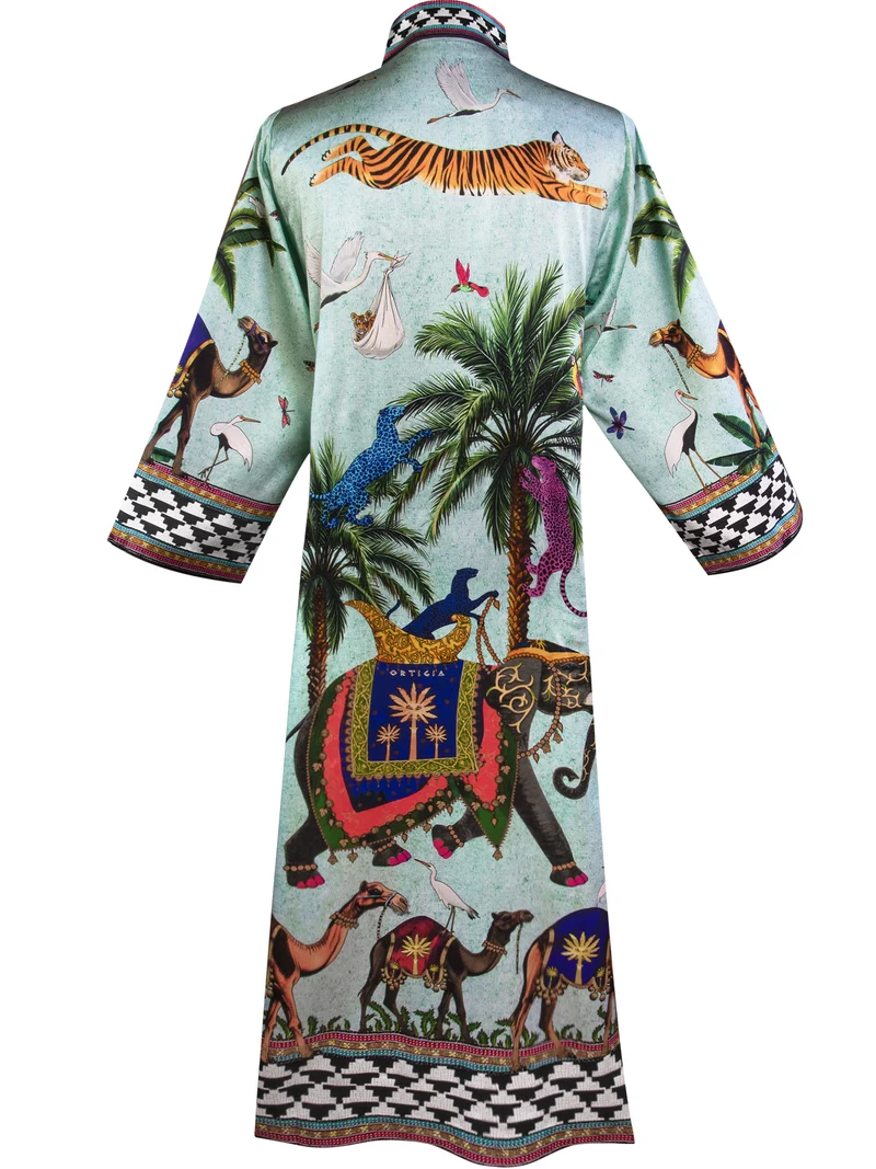 Kaftan FLYING TIGER ACQUA, 100% Seide