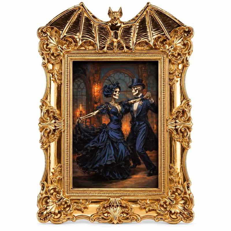 Halloween Bilderrahmen "Fledermaus" 27x17x2 cm | Gold