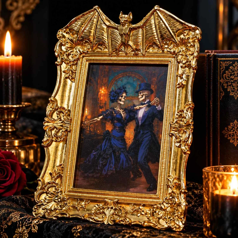 Halloween Bilderrahmen "Fledermaus" 27x17x2 cm | Gold