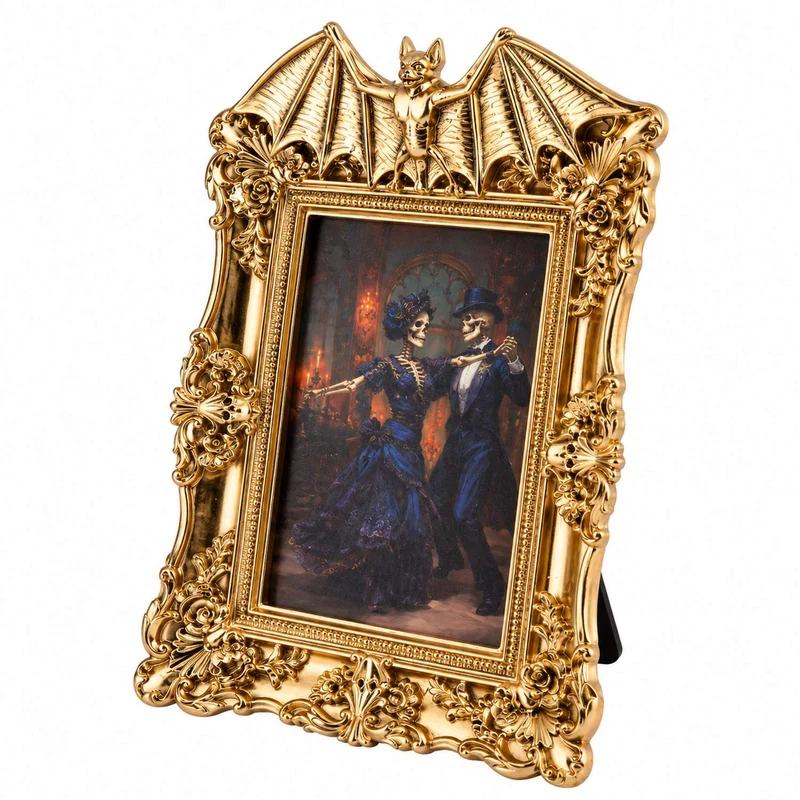 Halloween Bilderrahmen "Fledermaus" 27x17x2 cm | Gold