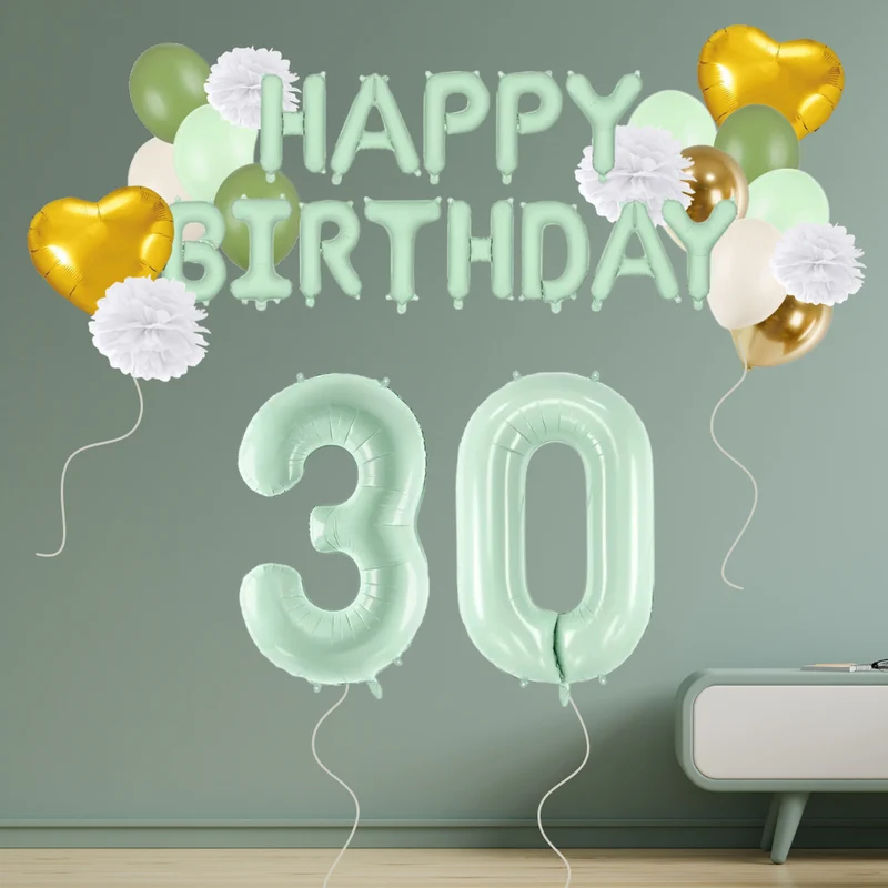 30. Geburtstag Deko grün/gold (31-teilig)