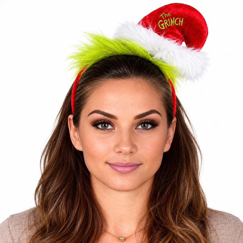 "The Grinch" Haarreif mit Weihnachtsmütze | Rot Grün