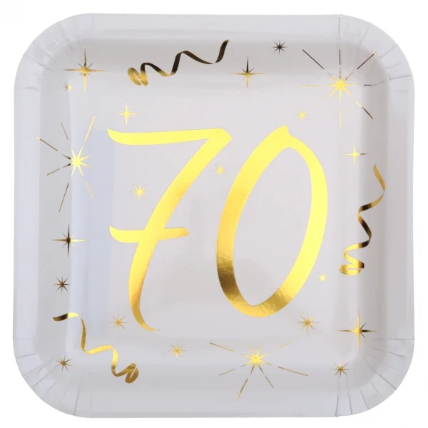 Pappteller quadratisch 70. Geburtstag (10 Stück)