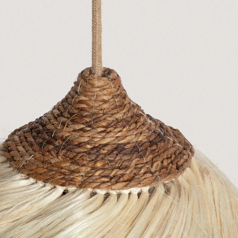 Hängelampe KULU – Runde Esstischlampe aus Naturmaterial (40 cm)