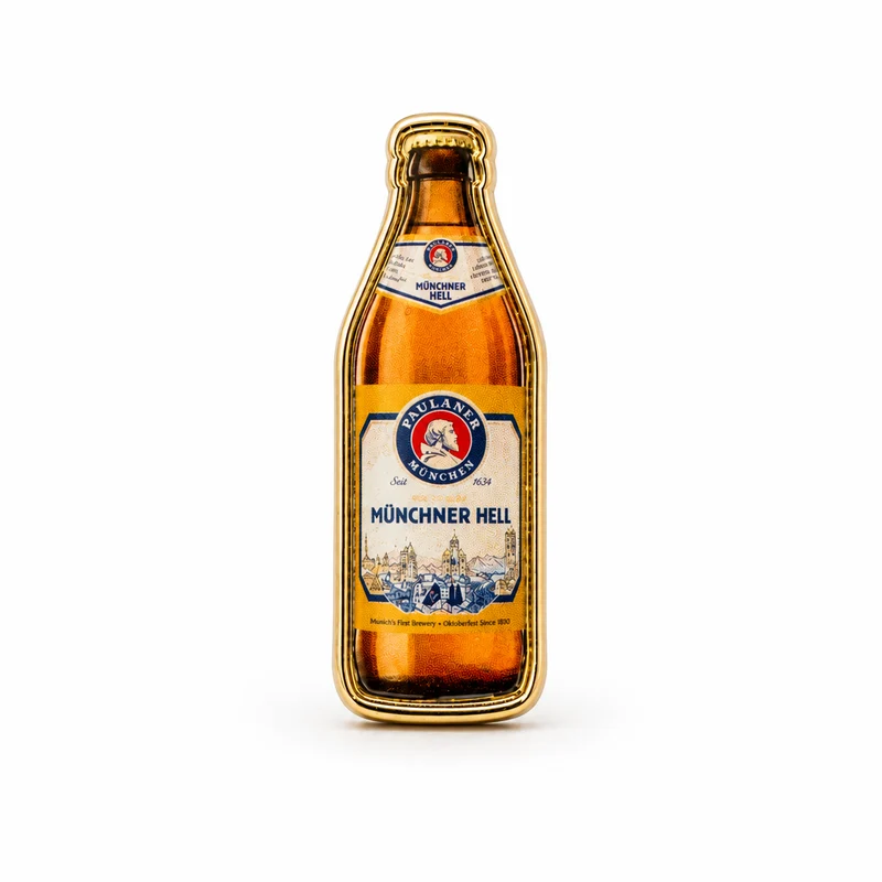 Anstecker Paulaner Bierflasche
