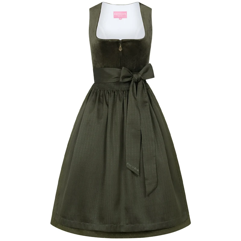 TREAM x Krüger Dirndl Hasenjagd Dunkelgrün Reißverschluss 70cm Kollektion 2026