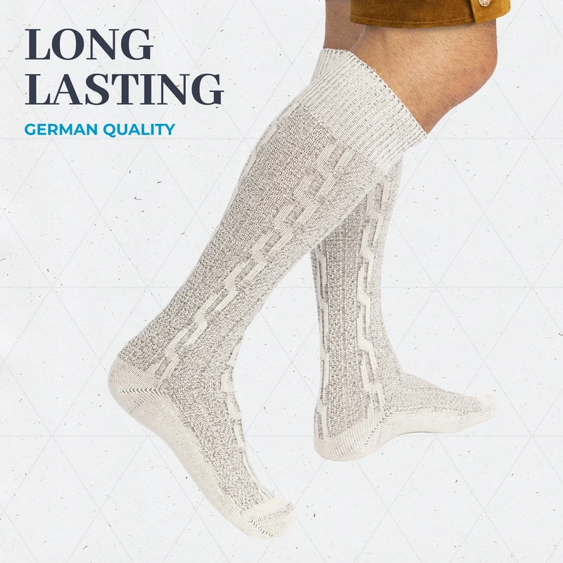 Men’s Lederhosen Socks Loferl Heather White