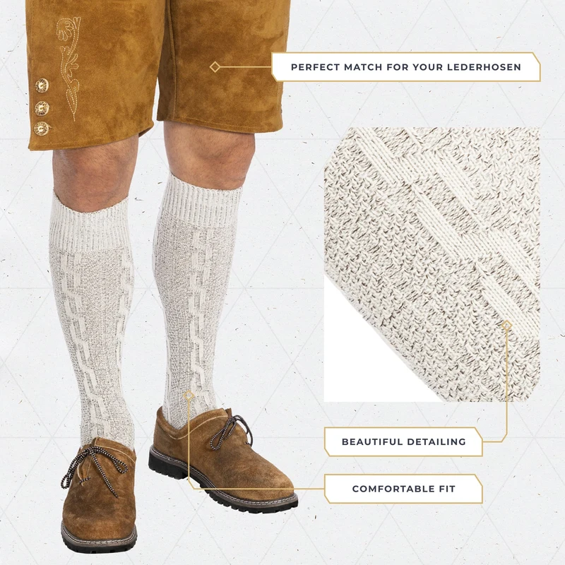 Men’s Lederhosen Socks Loferl Heather White