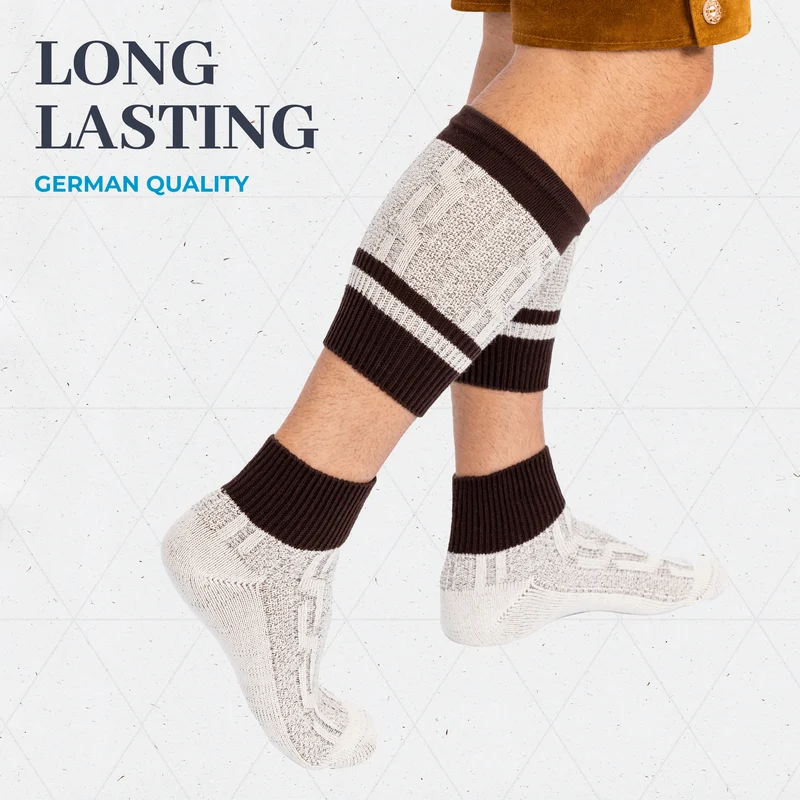 Men’s Lederhosen Socks Loferl Brown Heather White