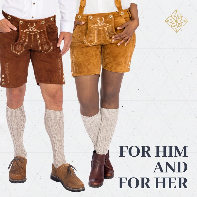 Men’s Lederhosen Socks Loferl Green Heather White