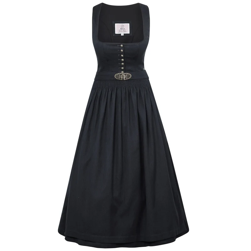 MarJo Dirndl Rosenau Midnight Gerader Ausschnitt Knöpfe 75cm
