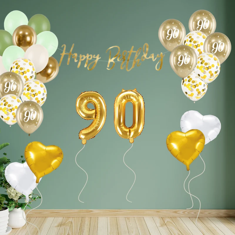 90. Geburtstag Deko grün/gold (29-teilig)