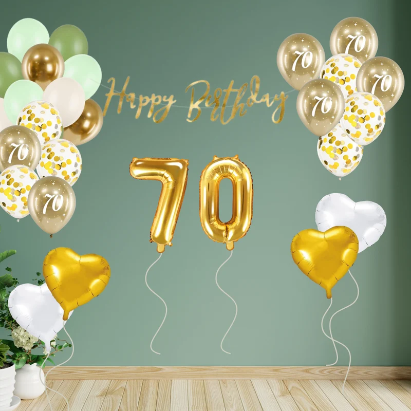 70. Geburtstag Deko grün/gold (29-teilig)