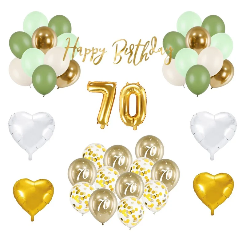 70. Geburtstag Deko grün/gold (29-teilig)