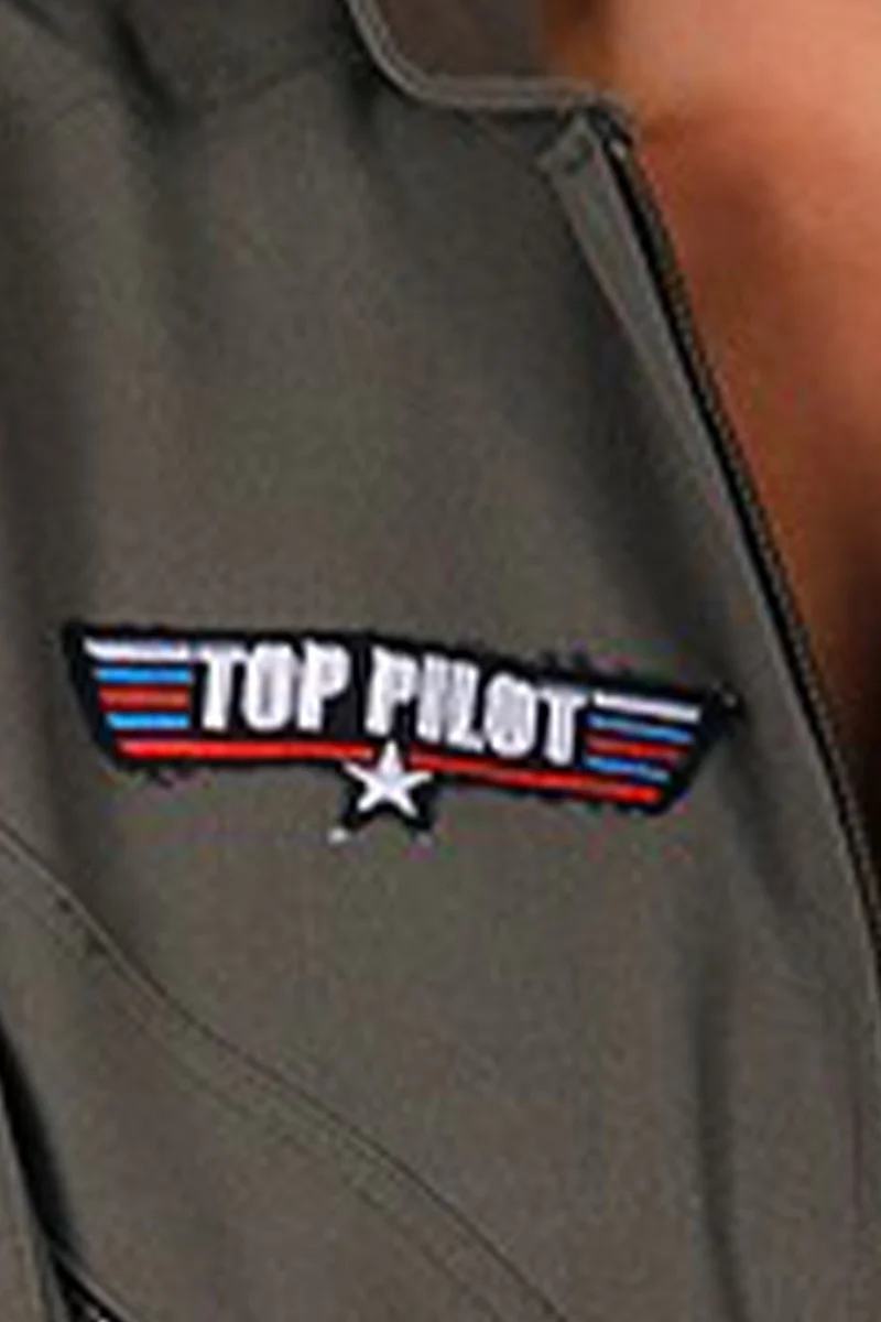 Kampfjet Kostüm "Top Pilot" für Damen | Grün - Flieger Overall