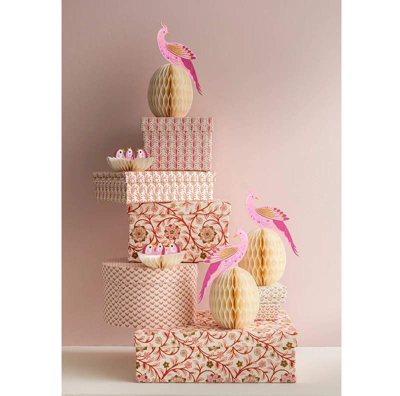 Bungalow DK Paradiesvogel & Nest im Set – Wabenpapier Rosa/Pink