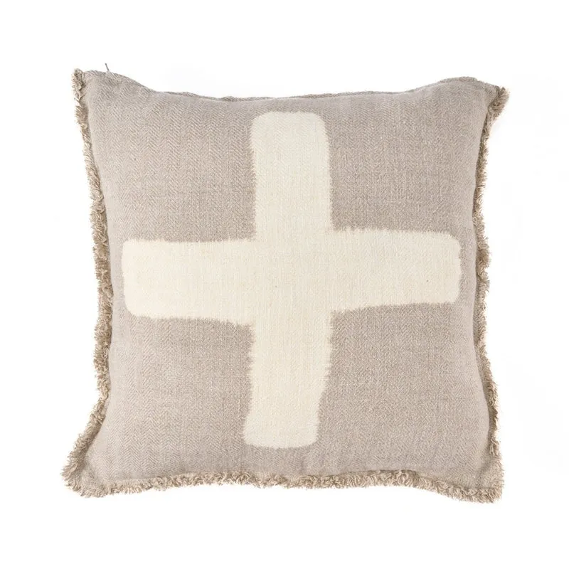 Boho Kissenbezug Kreuz Naturweiß