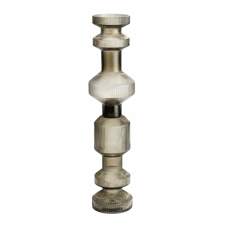 ISAA Vase-Kerzenständer Ara – Geripptes Glas, hohe Vase & Kerzenständer