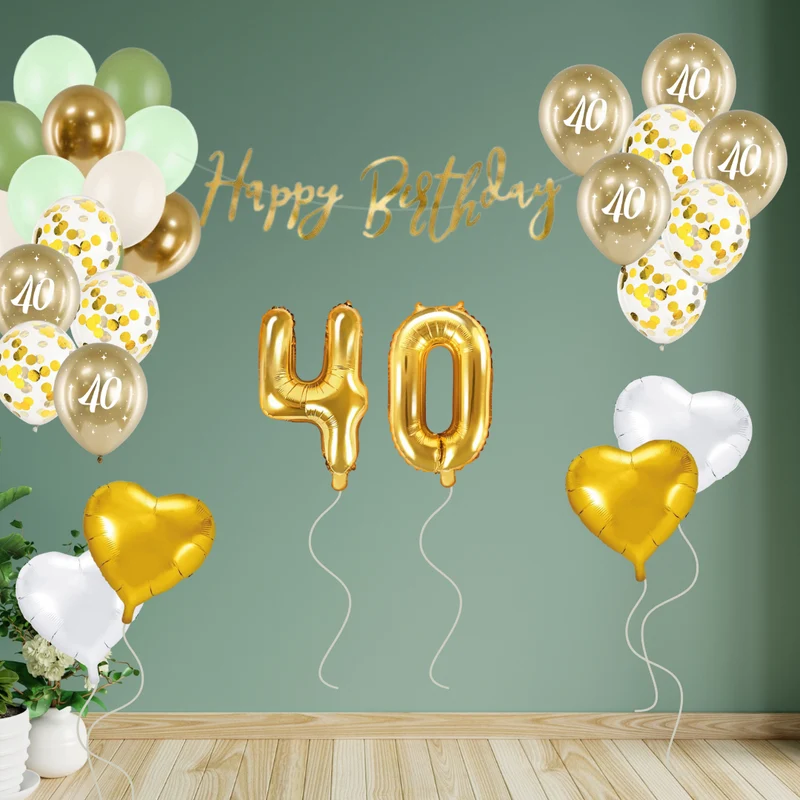 40. Geburtstag Deko grün/gold (29-teilig)