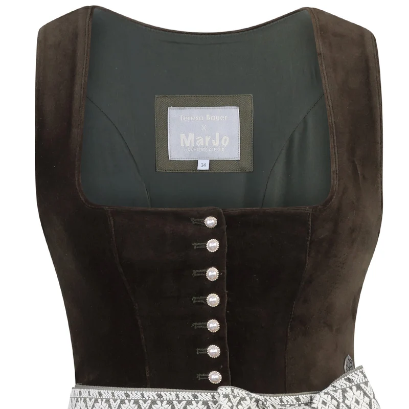 Teresa Bauer x MarJo Dirndl Forest Kiss 70 cm Moosgrün Reißverschluss Kollektion 2026