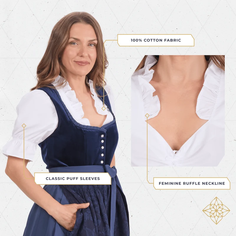 Traditional Dirndl Blouse White Cotton