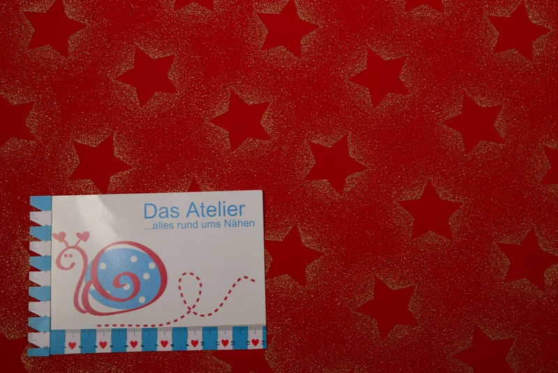 BW-Druckstoff Weihnachten Sterne, rot/gold