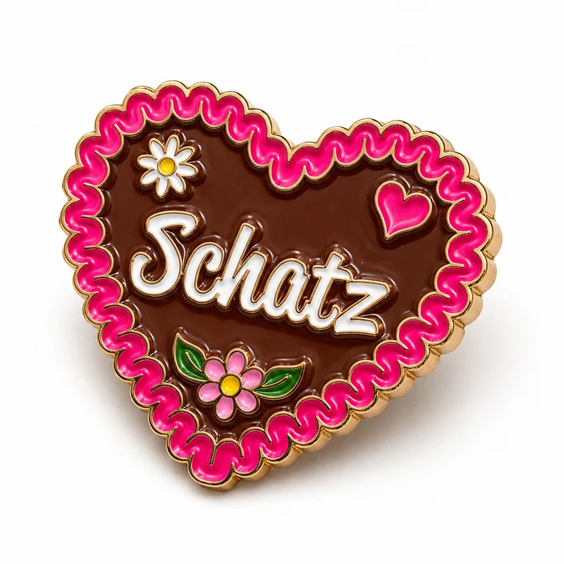 Anstecker Lebkuchenherz "Schatz"