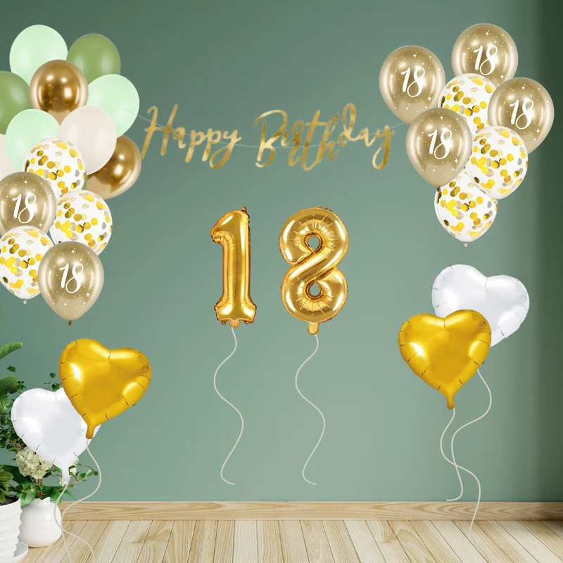 18. Geburtstag Deko grün/gold (29-teilig)
