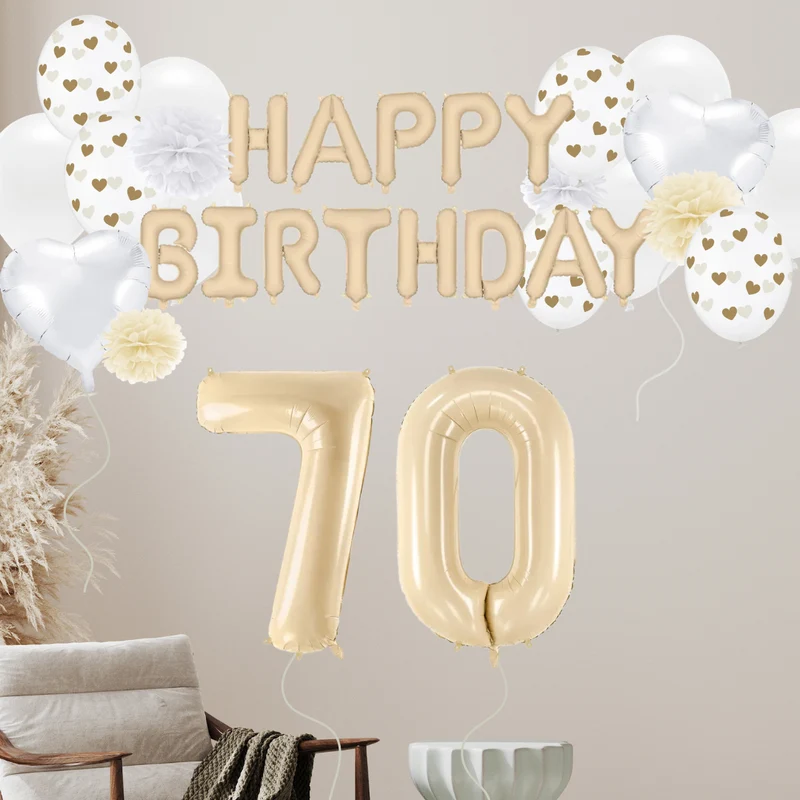 70. Geburtstag Deko beige (37-teilig)