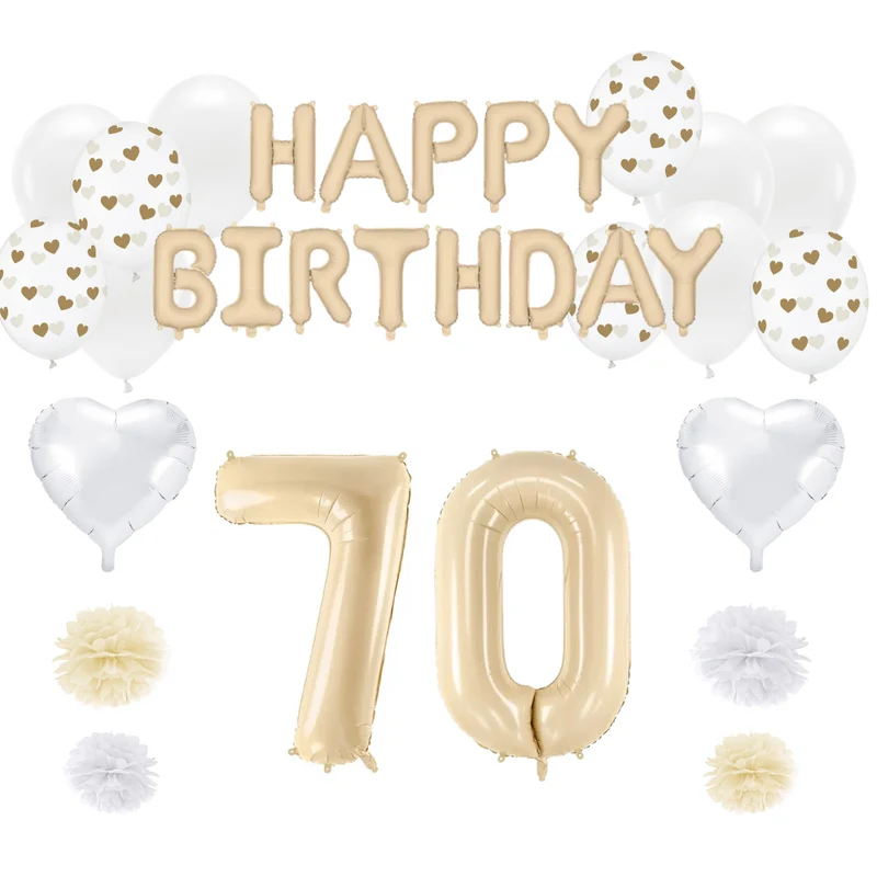 70. Geburtstag Deko beige (37-teilig)
